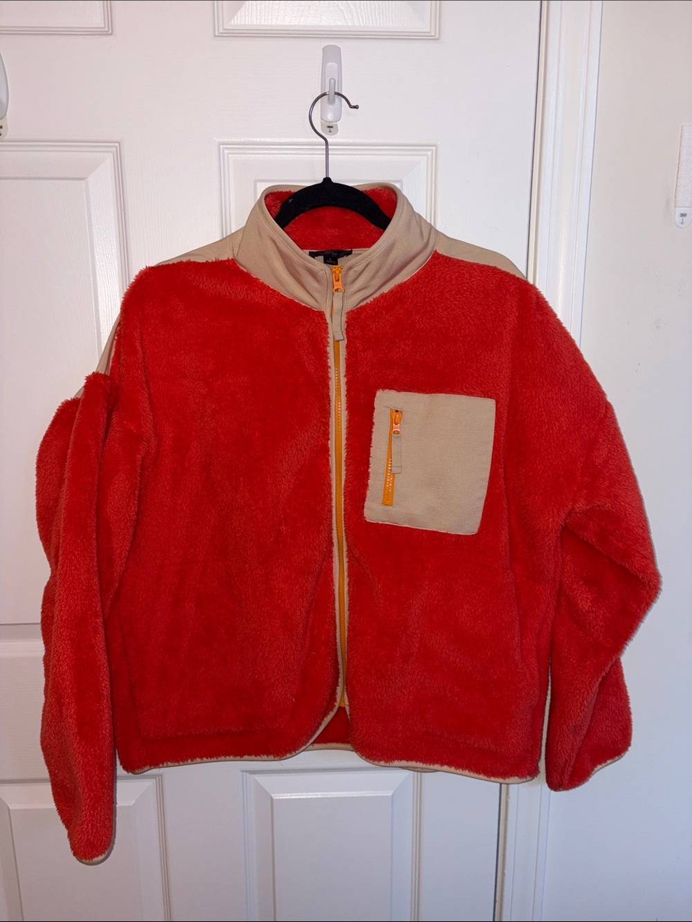 J. Crew Red/Orange Jacket with Tan Accents